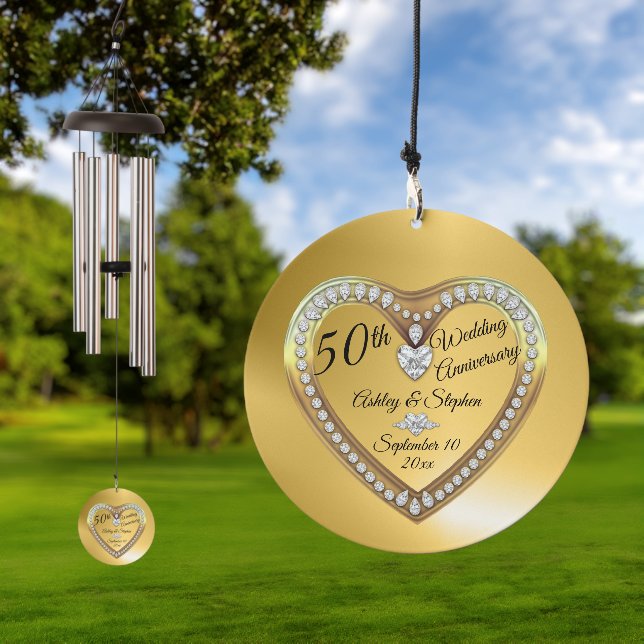 50th Wedding Anniversary Heart | Photo Keepsake Wind Chime (Outdoor)