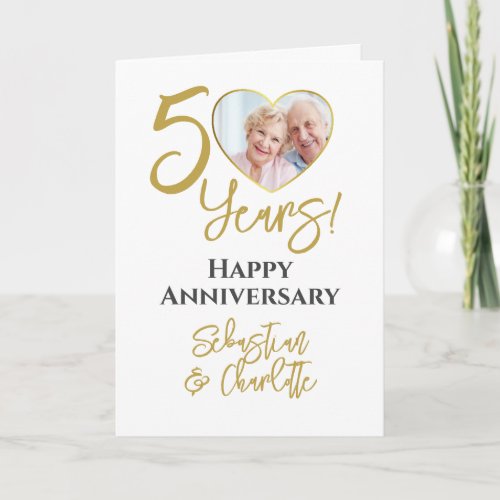 50th Wedding Anniversary Heart Photograph Card