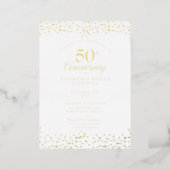 50th Wedding Anniversary Hearts Confetti Gold Foil Invitation (Standing Front)
