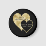 50th wedding Anniversary Hearts Magnet<br><div class="desc">Trendy and elegant foil gold and black hearts with a gold border on the black background. You can change the background color. 50th wedding anniversary.</div>