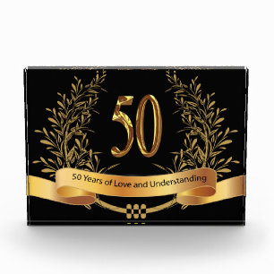 50th Wedding Anniversary Horizontal Block Award