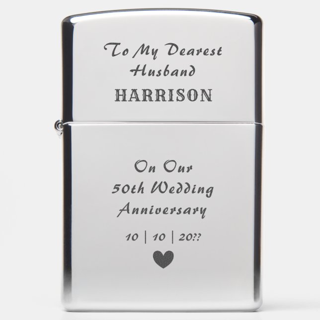 50th Wedding Anniversary Husband Zippo Lighter (Front)