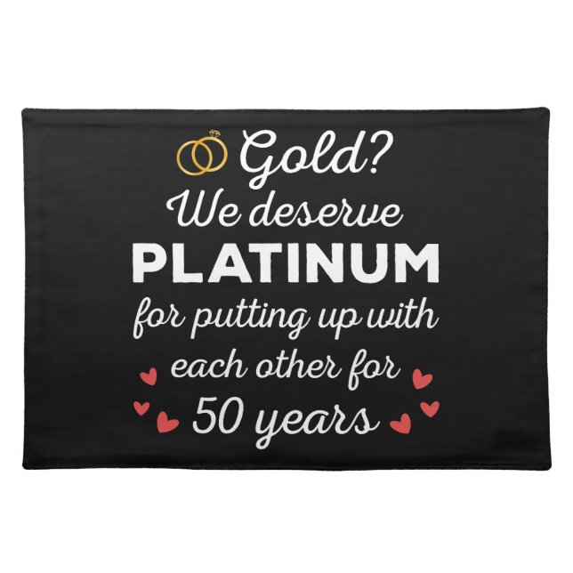50th Wedding Anniversary I - Gold Funny Couple Cloth Placemat (Front)
