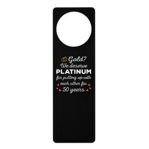 50th Wedding Anniversary I - Gold Funny Couple Door Hanger