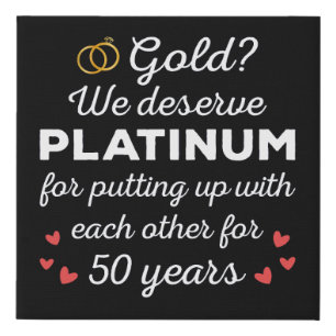 50th Wedding Anniversary I - Gold Funny Couple Faux Canvas Print