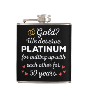 50th Wedding Anniversary I - Gold Funny Couple Flask