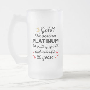 50th Wedding Anniversary I - Gold Funny Couple Frosted Glass Beer Mug