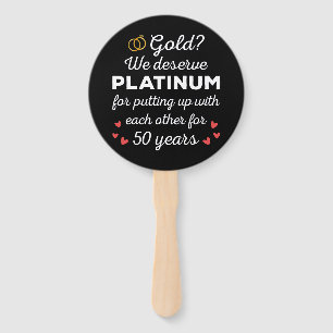 50th Wedding Anniversary I - Gold Funny Couple Hand Fan