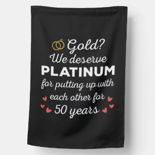 50th Wedding Anniversary I - Gold Funny Couple House Flag