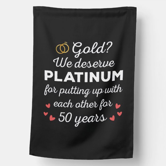 50th Wedding Anniversary I - Gold Funny Couple House Flag (Front)