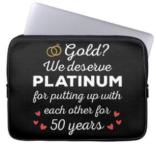 50th Wedding Anniversary I - Gold Funny Couple Laptop Sleeve