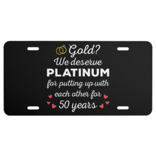 50th Wedding Anniversary I - Gold Funny Couple License Plate