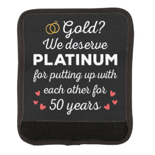 50th Wedding Anniversary I - Gold Funny Couple Luggage Handle Wrap
