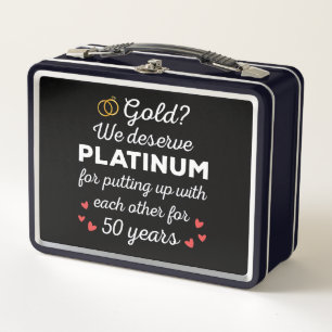 50th Wedding Anniversary I - Gold Funny Couple Metal Lunch Box