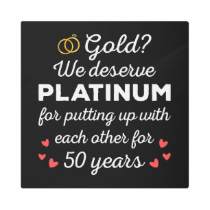 50th Wedding Anniversary I - Gold Funny Couple Metal Print