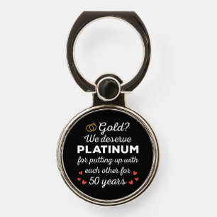 50th Wedding Anniversary I - Gold Funny Couple Phone Ring Stand