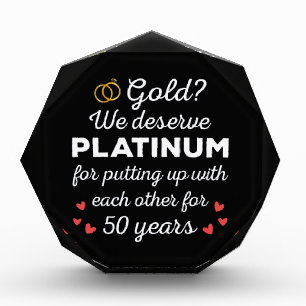 50th Wedding Anniversary I - Gold Funny Couple Photo Block