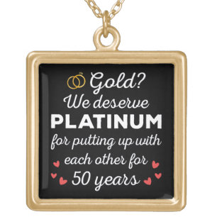 50th Wedding Anniversary I - Gold Funny Couple Plated Necklace