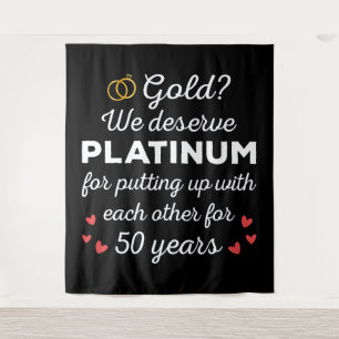 50th Wedding Anniversary I - Gold Funny Couple Tapestry