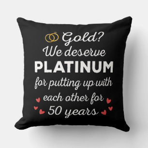 50th Wedding Anniversary I - Gold Funny Couple Throw Pillow