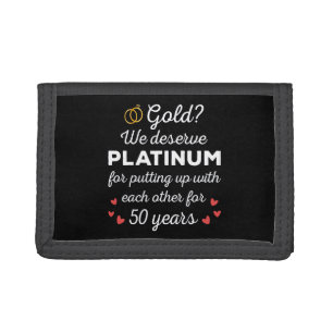 50th Wedding Anniversary I - Gold Funny Couple Tri-fold Wallet