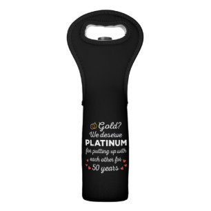 50th Wedding Anniversary I - Gold Funny Couple Wine Bag