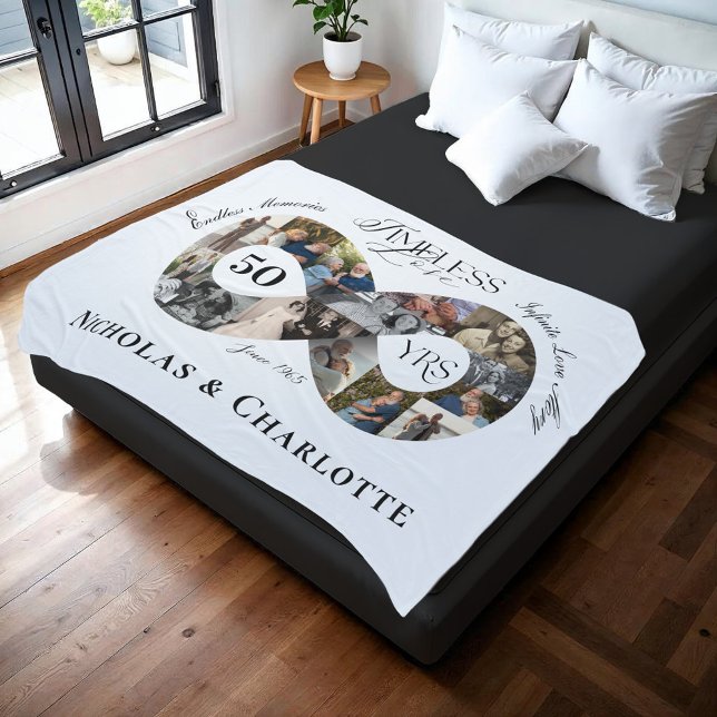 50th Wedding Anniversary Infinity Photo Collage Fleece Blanket (50th Wedding Anniversary Infinity Photo Collage Fleece Blanket)