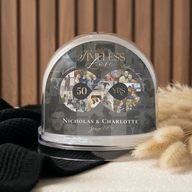 50th Wedding Anniversary Infinity Photo Collage Snow Globe (50th Wedding Anniversary Infinity Photo Collage Snow Globe)