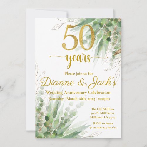 50th Wedding Anniversary Invitation 