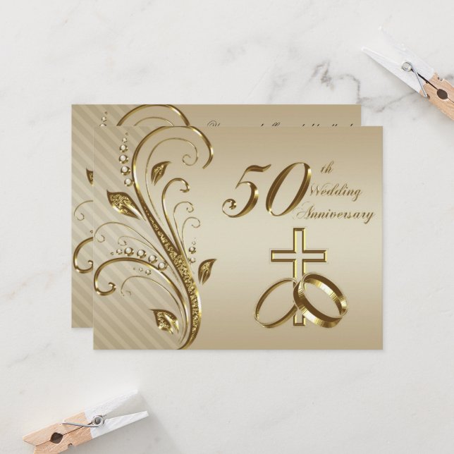 50th Wedding Anniversary Invitation Card (Front/Back In Situ)