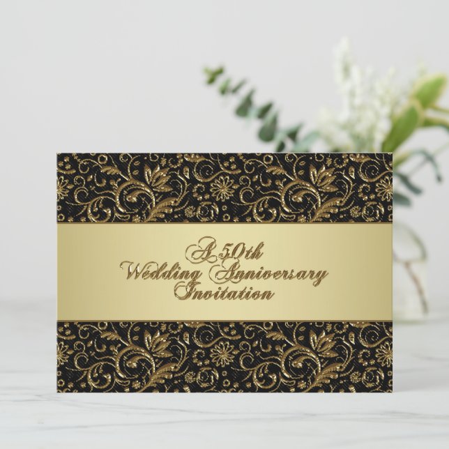 50th Wedding Anniversary Invitation Card (Standing Front)