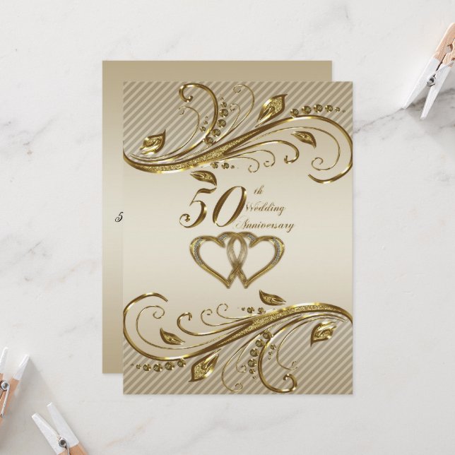 50th Wedding Anniversary Invitation Card (Front/Back In Situ)
