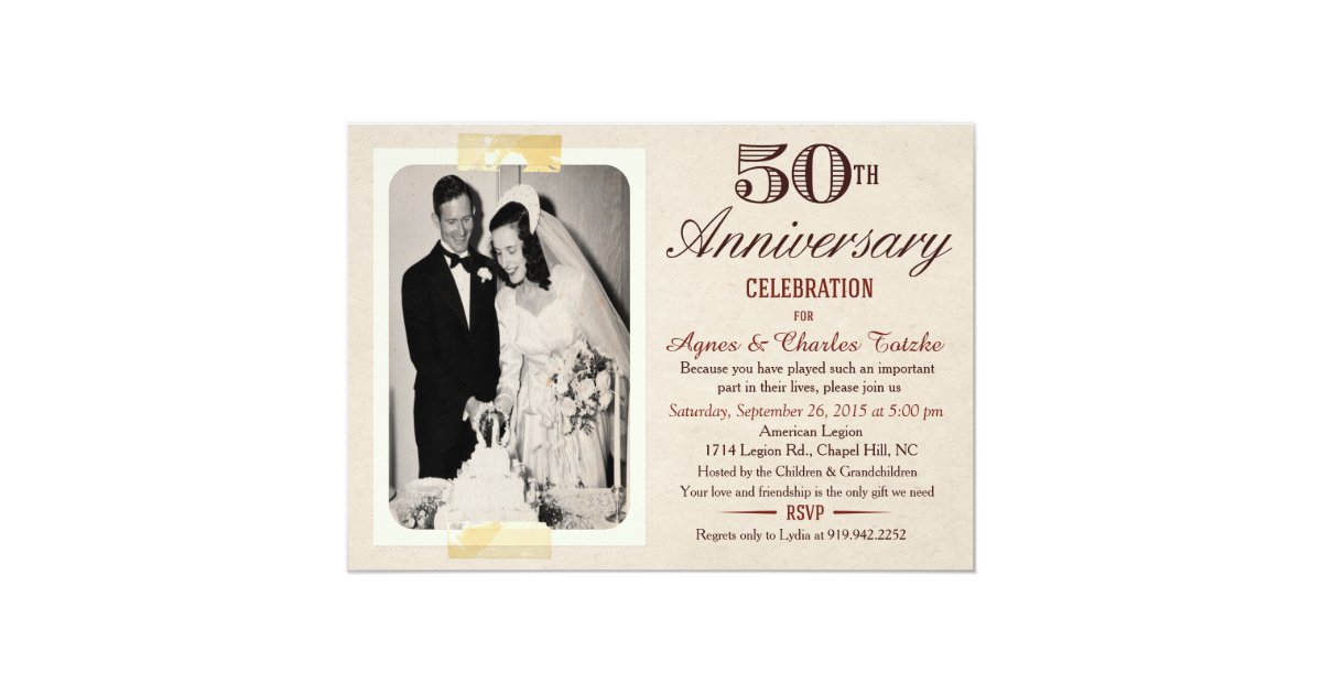 50th Wedding Anniversary Invitation - Custom Photo | Zazzle.com
