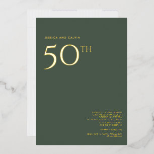 50th Wedding Anniversary Invitation Dusty Green Foil Invitation