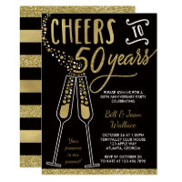 50th Wedding Anniversary Invitation, Faux Glitter Invitation