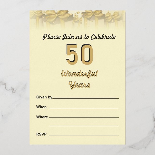 50th Wedding Anniversary Invitation Foil Invitation (Front)