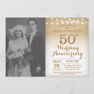 50th Wedding Anniversary Invitation Gold Photo