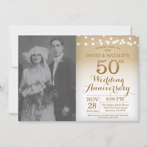 50th Wedding Anniversary Invitation Gold Photo