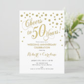 50th Wedding Anniversary Invitation - Gold & White (Standing Front)