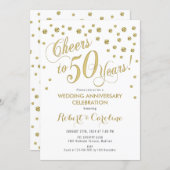 50th Wedding Anniversary Invitation - Gold & White (Front/Back)
