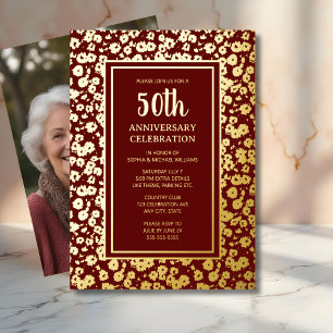50th Wedding Anniversary Invitation Golden Foil Invitation
