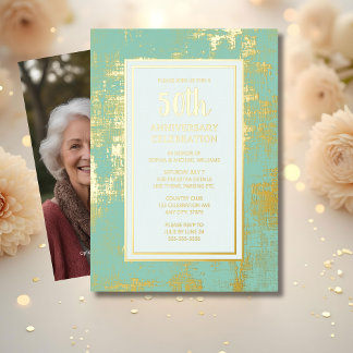 50th Wedding Anniversary Invitation Golden Foil Invitation