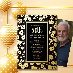 50th Wedding Anniversary Invitation Golden Foil Invitation