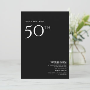 50th Wedding Anniversary Invitation Minimal Black