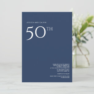 50th Wedding Anniversary Invitation Navy Blue