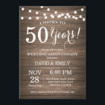 50th Wedding Anniversary Invitation Rustic Wood<br><div class="desc">50th Wedding Anniversary Invitation. Rustic Wood Background. String Lights. 1st, 2nd, 3rd, 4th, 5th, 10th, 15th, 20th, 25th, 30th, 35th, 40th, 45th, 50th, 55th, 60th, 65th, 70th, 75th, 80th, Any Years. Adult Birthday. Woman or Man Male Birthday Party. For further customization, please click the "Customize it" button and use our...</div>