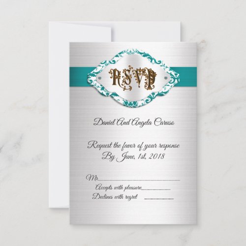 50th Wedding Anniversary Invitation teal satin