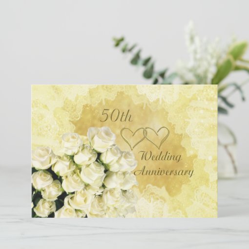 50th Wedding Anniversary Invitation with roses | Zazzle