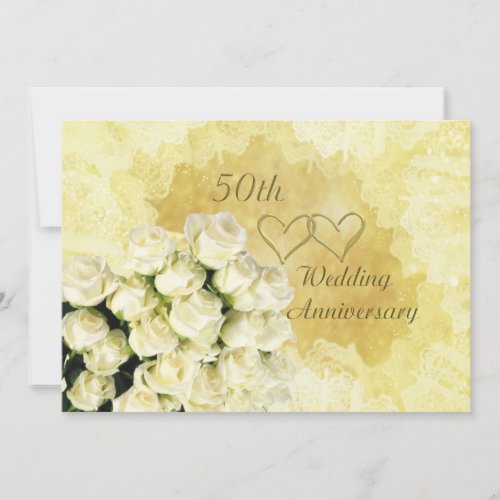 50th Wedding Anniversary Invitation with roses