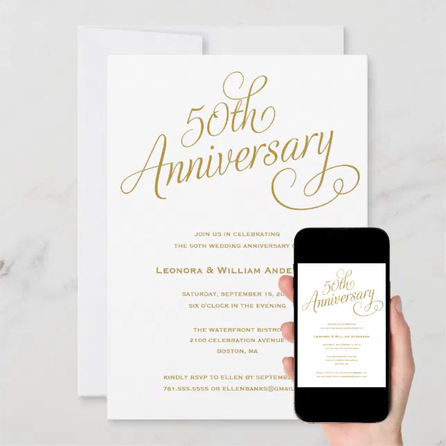 50TH | WEDDING ANNIVERSARY INVITATIONS | Zazzle